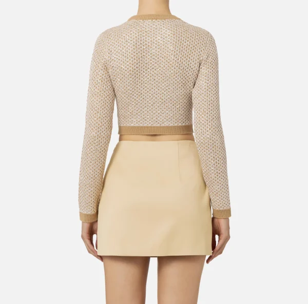 Elisabetta Franchi Maglieria E Felpe^Crop top in lana con filo paillettes Camel/Gold