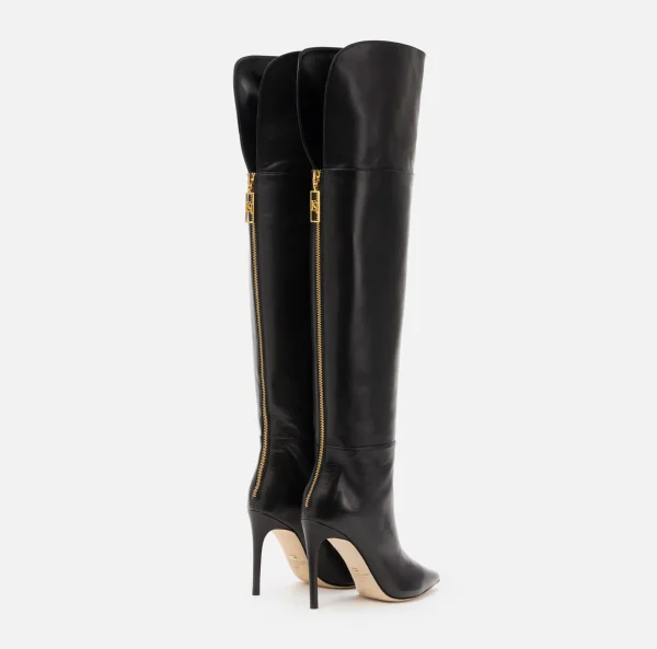 Elisabetta Franchi Stivali^Cuissardes in nappa con tacco sottile Nero