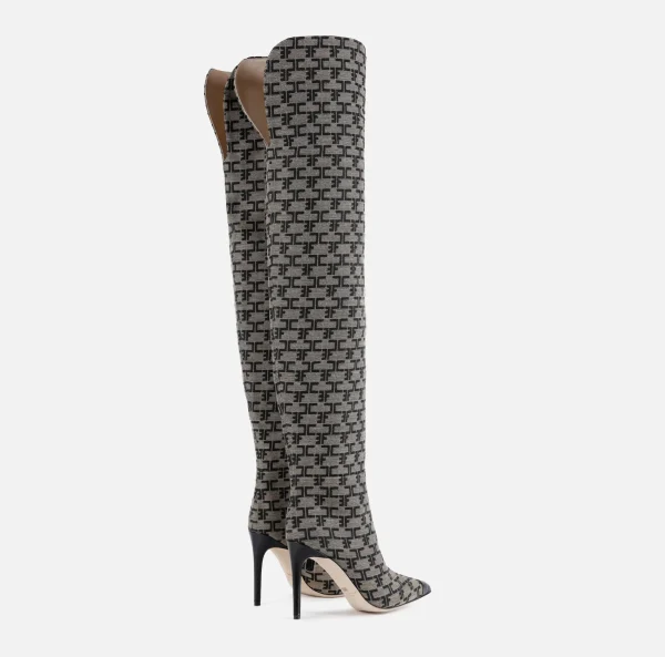 Elisabetta Franchi Stivali^Cuissardes Monogram Liquirizia/Nero