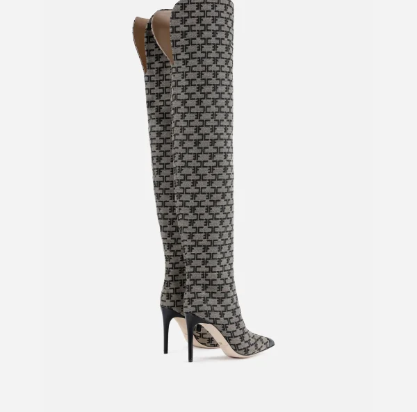 Elisabetta Franchi Stivali^Cuissardes Monogram Burro/Rosso