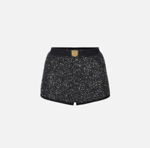 Elisabetta Franchi Pantaloni E Shorts^Culotte in lana con filo paillettes Nero/Silver