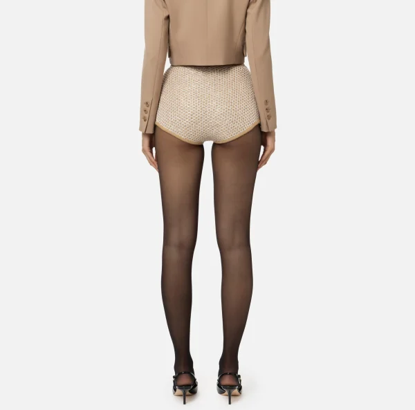 Elisabetta Franchi Pantaloni E Shorts^Culotte in lana con filo paillettes Camel/Gold