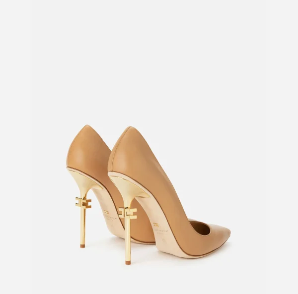Elisabetta Franchi Décolleté^Décolleté Con Tacco Logato Cammello