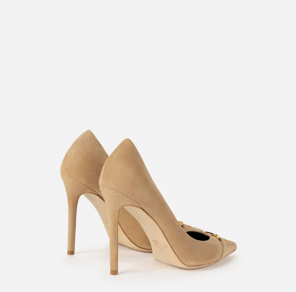 Elisabetta Franchi Décolleté^Décolleté in camoscio con placca logo Camel