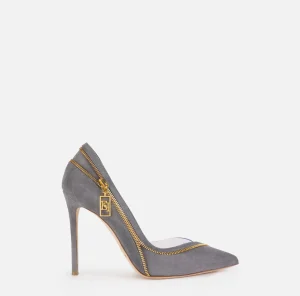 Elisabetta Franchi Décolleté^Décolleté in camoscio con zip Steel