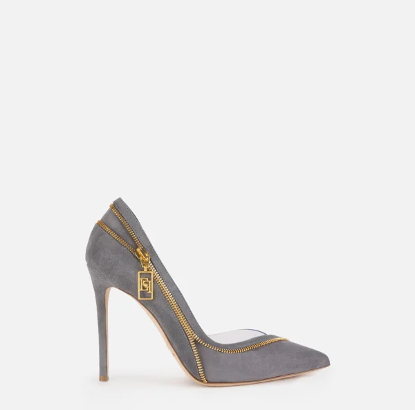 Elisabetta Franchi Décolleté^Décolleté in camoscio con zip Steel