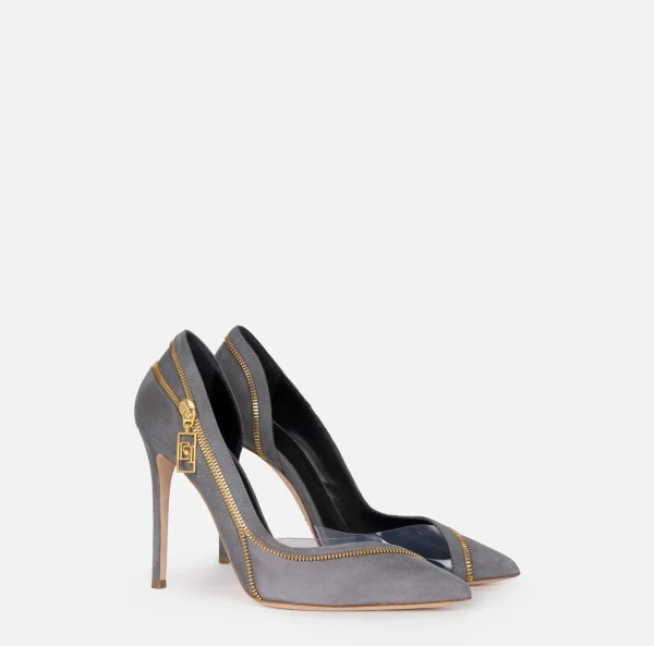 Elisabetta Franchi Décolleté^Décolleté in camoscio con zip Steel