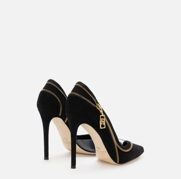 Elisabetta Franchi Décolleté^Décolleté in camoscio con zip Nero