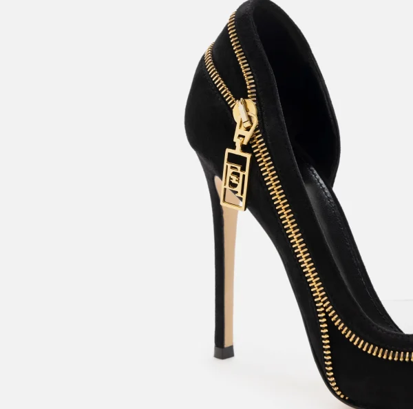 Elisabetta Franchi Décolleté^Décolleté in camoscio con zip Nero