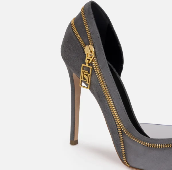Elisabetta Franchi Décolleté^Décolleté in camoscio con zip Steel