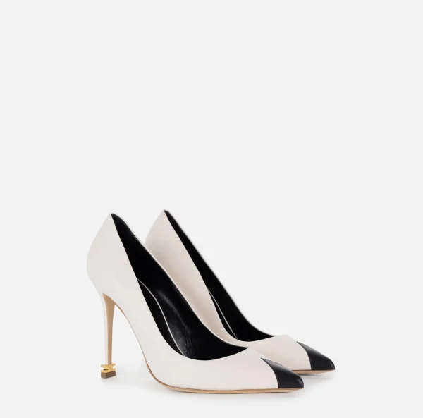 Elisabetta Franchi Décolleté^Décolleté in nappa con puntalino Étoile Burro/Nero