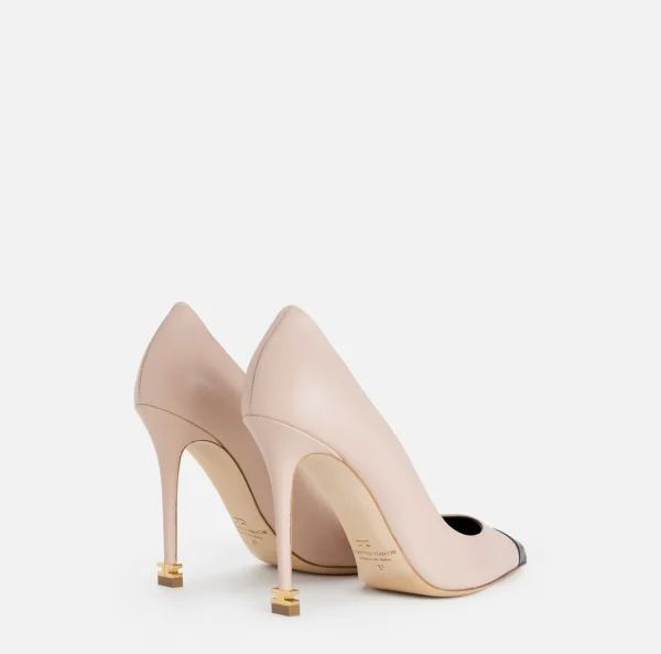 Elisabetta Franchi Décolleté^Décolleté in nappa con puntalino Étoile Carne/Nero