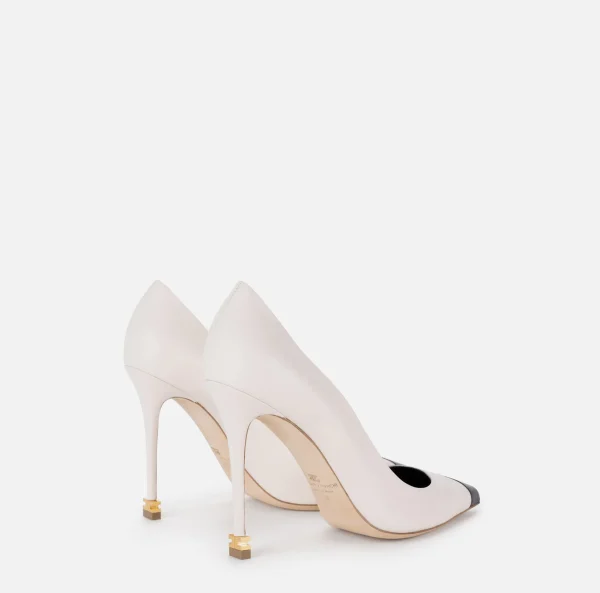 Elisabetta Franchi Décolleté^Décolleté in nappa con puntalino Étoile Burro/Nero