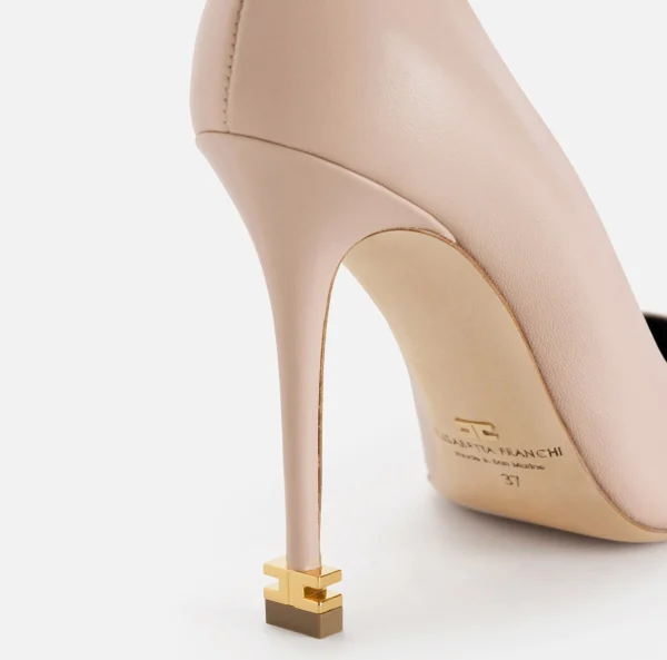 Elisabetta Franchi Décolleté^Décolleté in nappa con puntalino Étoile Carne/Nero