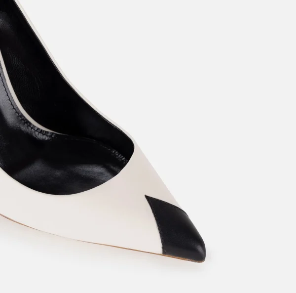 Elisabetta Franchi Décolleté^Décolleté in nappa con puntalino Étoile Burro/Nero