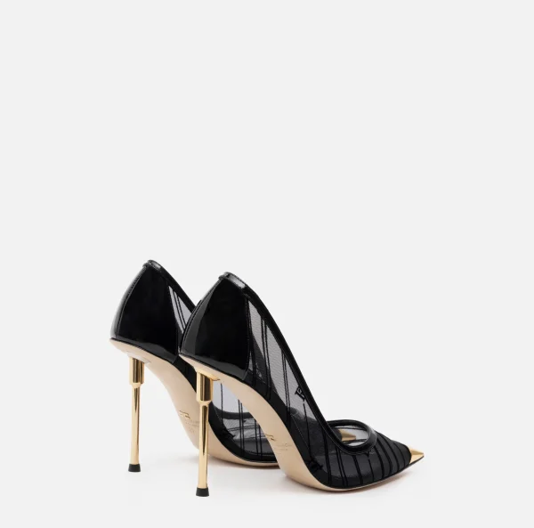 Elisabetta Franchi Décolleté^Décolleté in rete con logo in flock Nero