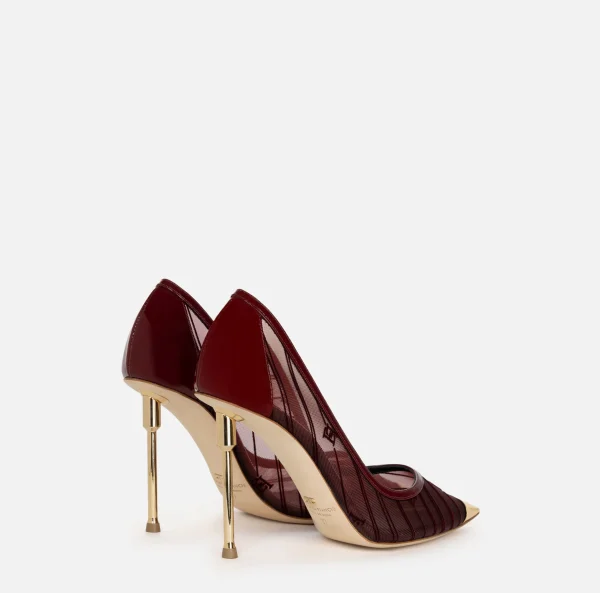 Elisabetta Franchi Décolleté^Décolleté in rete con logo in flock RougeNoir