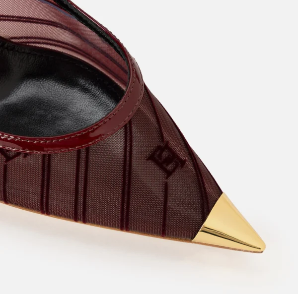 Elisabetta Franchi Décolleté^Décolleté in rete con logo in flock RougeNoir