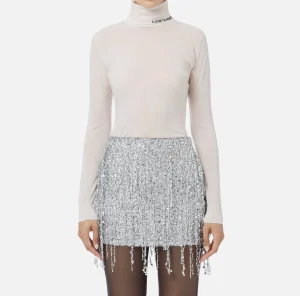 Elisabetta Franchi Maglieria E Felpe^Dolcevita in lana merino con logo jacquard Lattice