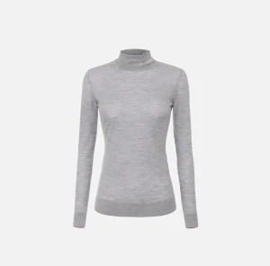 Elisabetta Franchi Maglieria E Felpe^Dolcevita in lana merino con logo jacquard Grigiomelange