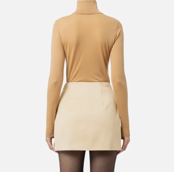 Elisabetta Franchi Maglieria E Felpe^Dolcevita in lana merino con logo jacquard Bronze