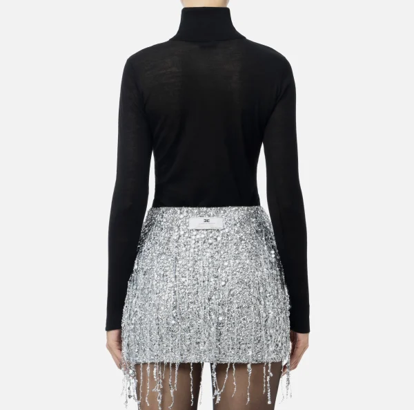 Elisabetta Franchi Maglieria E Felpe^Dolcevita in lana merino con logo jacquard Nero