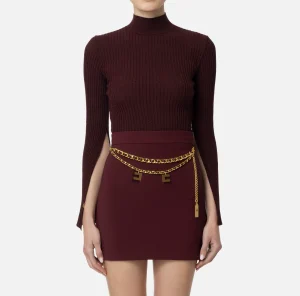 Elisabetta Franchi Maglieria E Felpe^Dolcevita in viscosa e lurex a costine RougeNoir