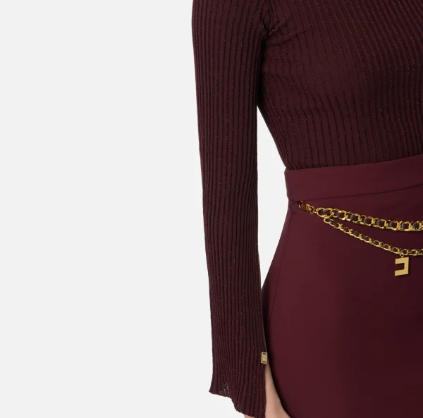 Elisabetta Franchi Maglieria E Felpe^Dolcevita in viscosa e lurex a costine RougeNoir