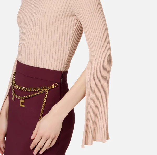 Elisabetta Franchi Maglieria E Felpe^Dolcevita in viscosa e lurex a costine Carne