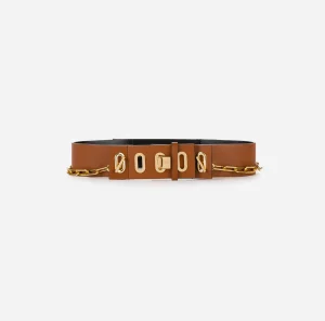 Elisabetta Franchi Cinture^Dune Belt Cuoio/Nero