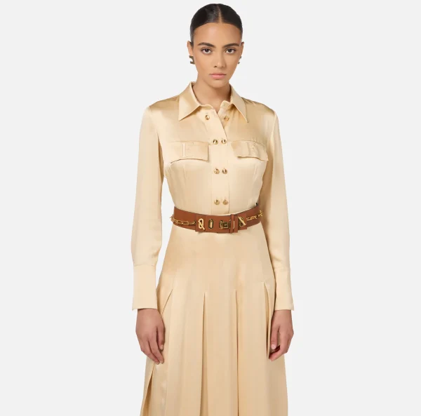 Elisabetta Franchi Cinture^Dune Belt Cuoio/Nero