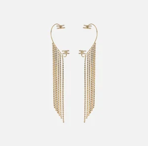Elisabetta Franchi Bijoux^Earcuff con pendenti di strass OroGiallo