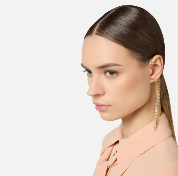Elisabetta Franchi Bijoux^Earcuff con pendenti di strass OroGiallo