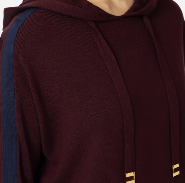 Elisabetta Franchi Maglieria E Felpe^Felpa con cappuccio in viscosa con bande logo Oro