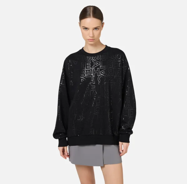 Elisabetta Franchi Maglieria E Felpe^Felpa in cotone lettering Nero