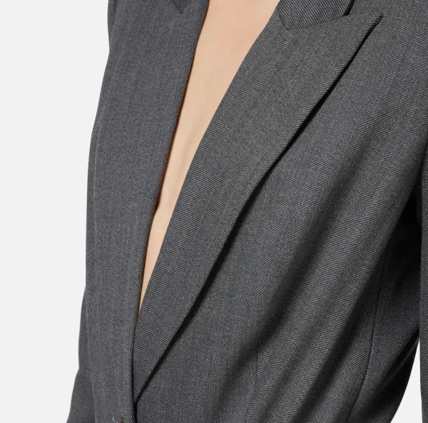 Elisabetta Franchi Giacche & Trench^Giacca a body in fresco lana SteelMelange