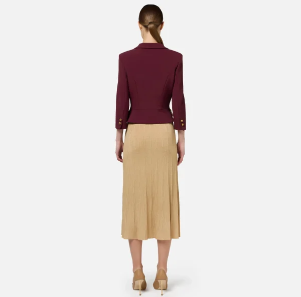 Elisabetta Franchi Tailleur | Giacche & Trench^Giacca cropped in crêpe stretch con catena RougeNoir
