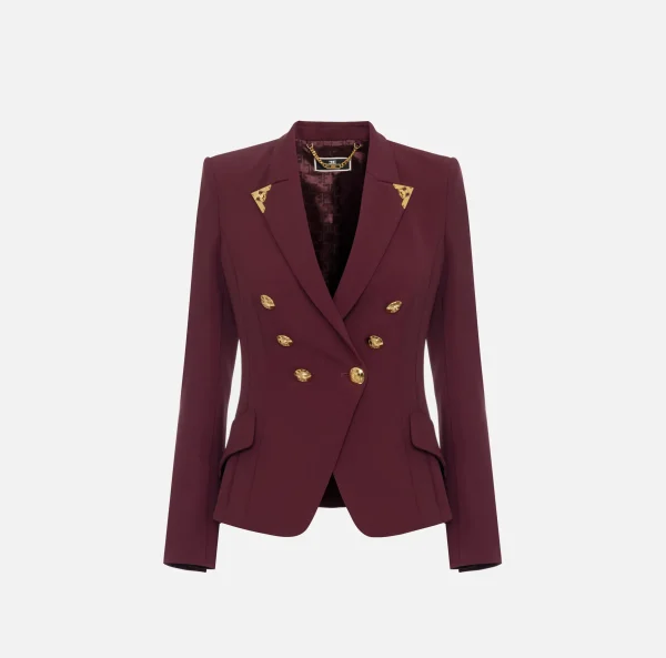 Elisabetta Franchi Tailleur | Giacche & Trench^Giacca doppiopetto in crêpe stretch con puntali RougeNoir