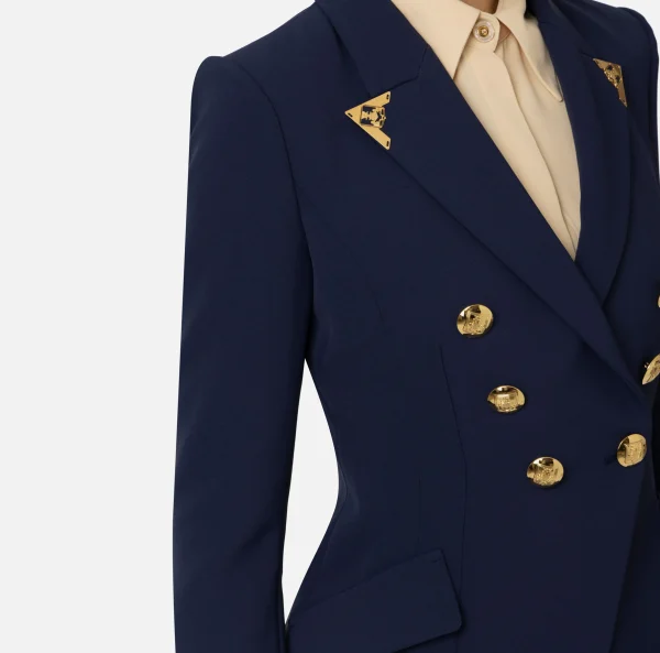 Elisabetta Franchi Tailleur | Giacche & Trench^Giacca doppiopetto in crêpe stretch con puntali Navy