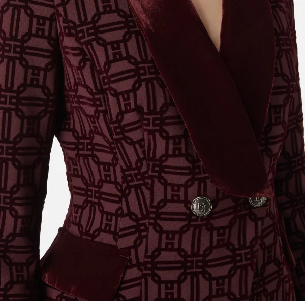 Elisabetta Franchi Tailleur | Giacche & Trench^Giacca doppiopetto in crêpe flock RougeNoir