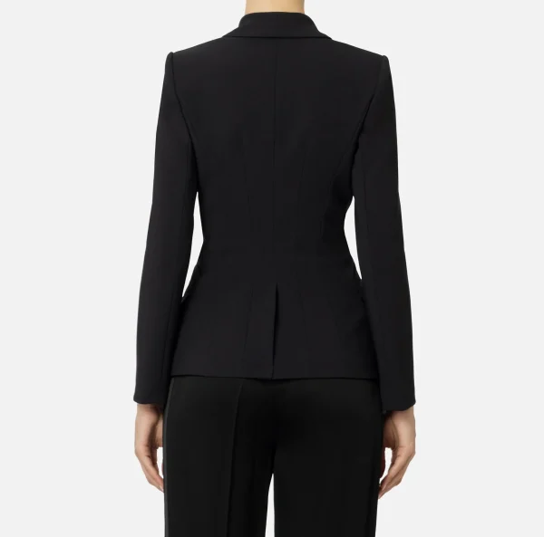 Elisabetta Franchi Tailleur | Giacche & Trench^Giacca doppiopetto in crêpe stretch con ricamo Nero