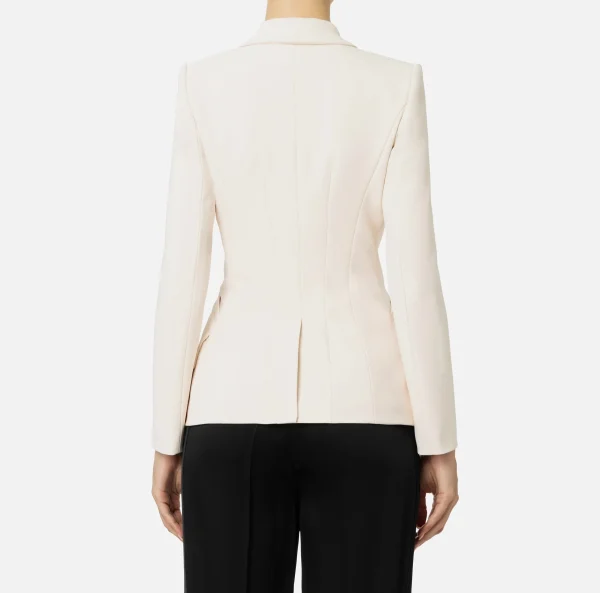 Elisabetta Franchi Tailleur | Giacche & Trench^Giacca doppiopetto in crêpe stretch con ricamo Burro