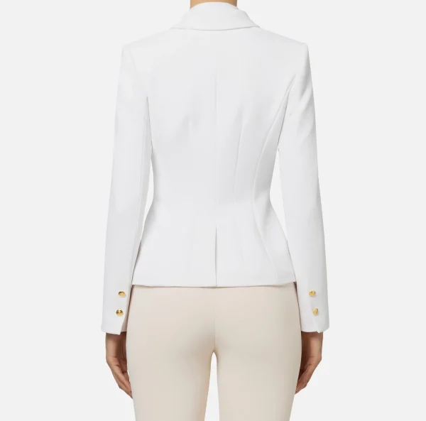 Elisabetta Franchi Tailleur | Giacche & Trench^Giacca doppiopetto in crêpe stretch con puntali Avorio