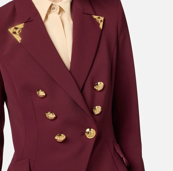 Elisabetta Franchi Tailleur | Giacche & Trench^Giacca doppiopetto in crêpe stretch con puntali RougeNoir