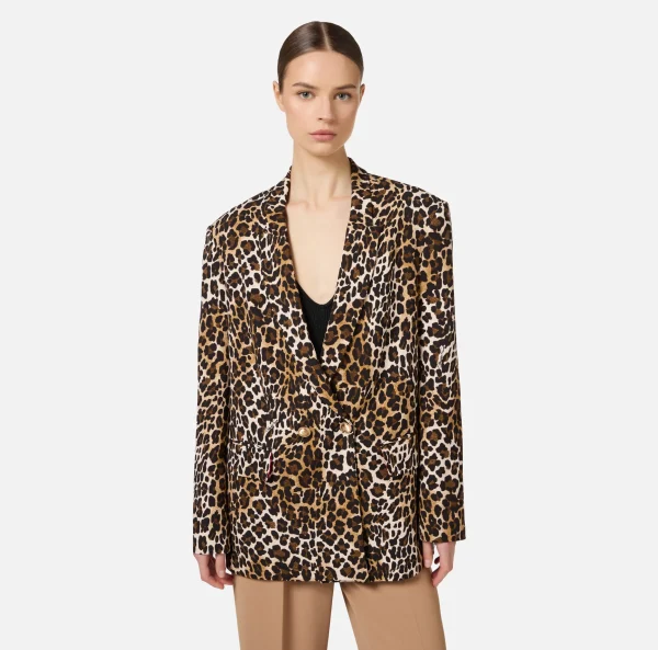 Elisabetta Franchi Tailleur | Giacche & Trench^Giacca doppiopetto in crêpe Animalier