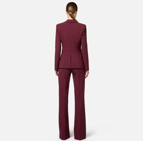 Elisabetta Franchi Tailleur | Giacche & Trench^Giacca doppiopetto in crêpe stretch con ricamo RougeNoir