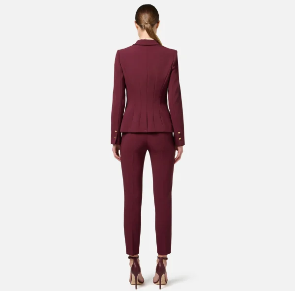Elisabetta Franchi Tailleur | Giacche & Trench^Giacca doppiopetto in crêpe stretch con puntali RougeNoir