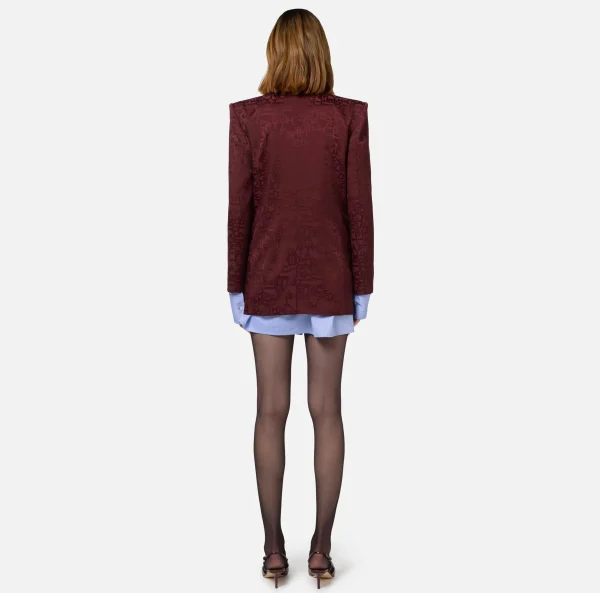 Elisabetta Franchi Tailleur | Giacche & Trench^Giacca doppiopetto in crêpe jaquard lettering RougeNoir