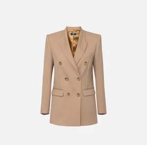 Elisabetta Franchi Tailleur | Giacche & Trench^Giacca doppiopetto in fresco di lana Camel