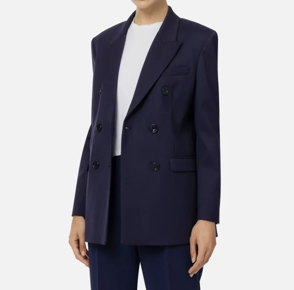 Elisabetta Franchi Tailleur | Giacche & Trench^Giacca doppiopetto in fresco di lana Navy